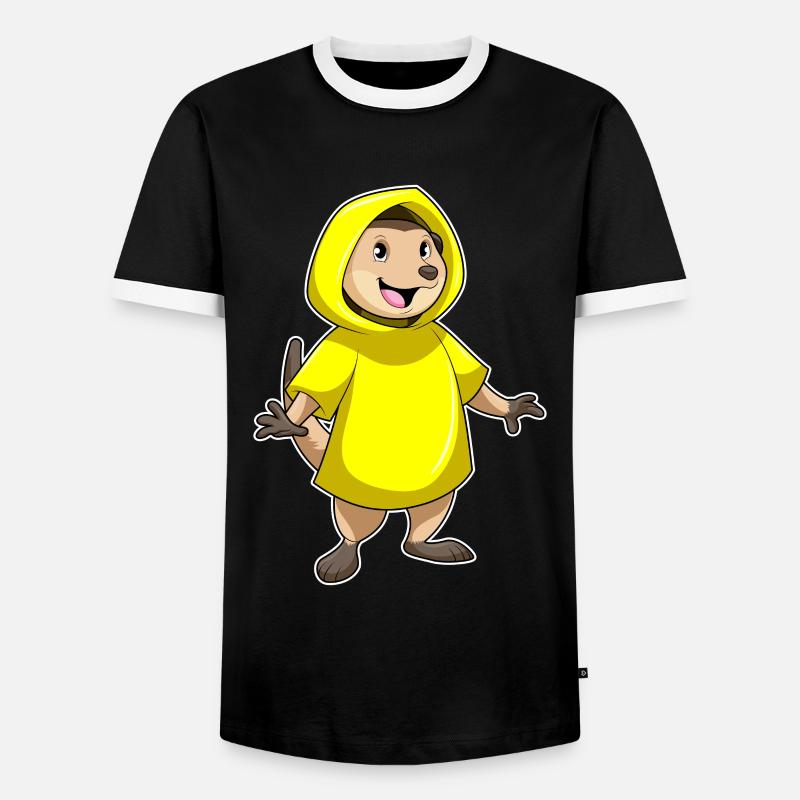 Erdmännchen mit Regenjacke - Männer Kontrast-T-Shirt - Schwarz/Weiß