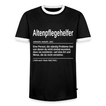 Altenpflegerhelfer mit Herz Bedeutung Tolles - Männer Kontrast-T-Shirt - Schwarz/Weiß - Vorne - AI Model Female 172 light (172cm) & AI Model Male 178 light (178cm)