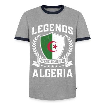 Vintage Design Algerische Flagge Algerien - Männer Kontrast-T-Shirt - Grau/Navy  - Vorne - AI Model Female 172 light (172cm) & AI Model Male 178 light (178cm)