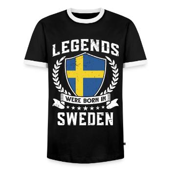 Vintage Design Drapeau suédois Suède - T-shirt contrasté Homme - noir/blanc - Devant - AI Model Female 172 light (172cm) & AI Model Male 178 light (178cm)