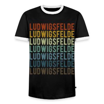 Ludwigsfelde Stadt Retro Vintage - Männer Kontrast-T-Shirt - Schwarz/Weiß - Vorne - AI Model Female 172 light (172cm) & AI Model Male 178 light (178cm)