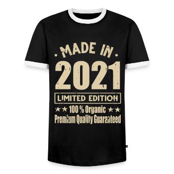 Fabriqué en 2021 Vintage Retro Limited Edition - T-shirt contrasté Homme - noir/blanc - Devant - AI Model Female 172 light (172cm) & AI Model Male 178 light (178cm)