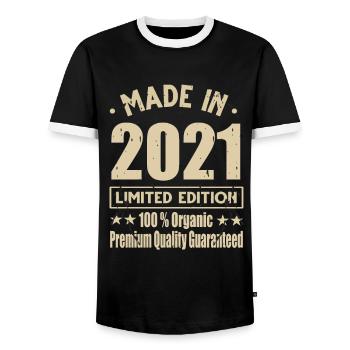 Fabriqué en 2021 Vintage Retro Limited Edition - T-shirt contrasté Homme - noir/blanc - Devant - AI Model Female 172 light (172cm) & AI Model Male 178 light (178cm)