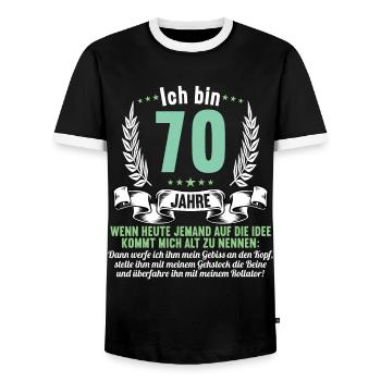 70 Jahre idee mich alt zu nennen 70 Geburtstag - Männer Kontrast-T-Shirt - Schwarz/Weiß - Vorne - AI Model Female 172 light (172cm) & AI Model Male 178 light (178cm)
