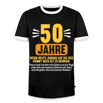 50 Jahre idee mich alt zu nennen 50 Geburtstag - Männer Kontrast-T-Shirt - Schwarz/Weiß - Vorne - AI Model Female 172 light (172cm) & AI Model Male 178 light (178cm)