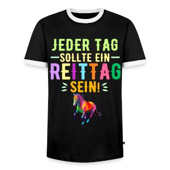 Jeder Tag Sollte Ein Reittag Sein Pferdesport Pony - Männer Kontrast-T-Shirt - Schwarz/Weiß - Vorne - AI Model Female 172 light (172cm) & AI Model Male 178 light (178cm)