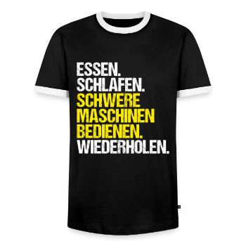 Baugeräteführer Kranführer Baggerfahrer Baugeräte - Männer Kontrast-T-Shirt - Schwarz/Weiß - Vorne - AI Model Female 172 light (172cm) & AI Model Male 178 light (178cm)