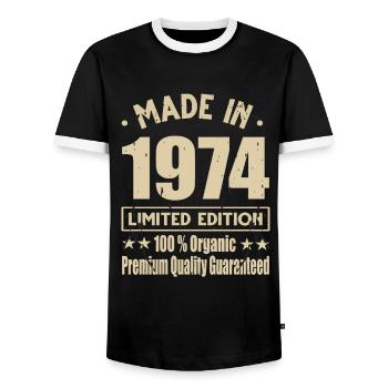 Made in 1974 Vintage Retro Limited Edition - Männer Kontrast-T-Shirt - Schwarz/Weiß - Vorne - AI Model Female 172 light (172cm) & AI Model Male 178 light (178cm)