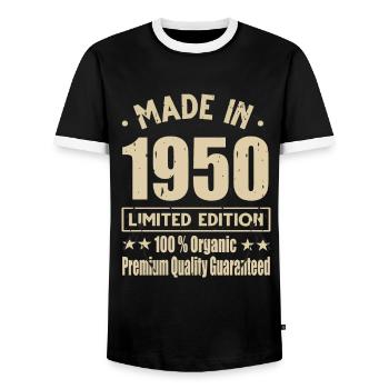 Fabriqué en 1950 Vintage Retro Limited Edition - T-shirt contrasté Homme - noir/blanc - Devant - AI Model Female 172 light (172cm) & AI Model Male 178 light (178cm)
