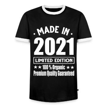Fabriqué en 2021 Vintage Retro Limited Edition - T-shirt contrasté Homme - noir/blanc - Devant - AI Model Female 172 light (172cm) & AI Model Male 178 light (178cm)