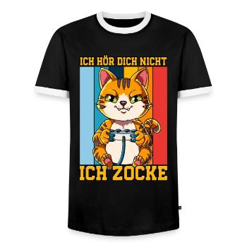 Zocken Gaming Ich Höre Dich Nicht Ich Zocke - Männer Kontrast-T-Shirt - Schwarz/Weiß - Vorne - AI Model Female 172 light (172cm) & AI Model Male 178 light (178cm)
