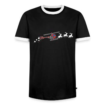 Helicopter Santa Claus Christmas sleigh - - Men's Ringer Shirt - black/white - Front - AI Model Female 172 light (172cm) & AI Model Male 178 light (178cm)
