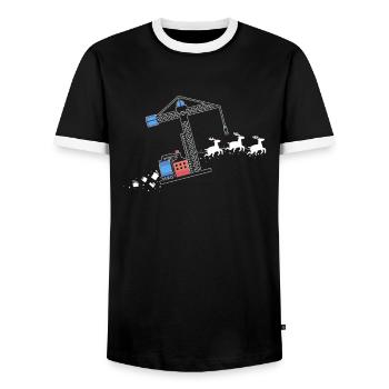 Grue Santa Claus Traîneau de Noël - Drôle - T-shirt contrasté Homme - noir/blanc - Devant - AI Model Female 172 light (172cm) & AI Model Male 178 light (178cm)