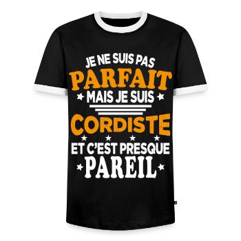 Pas Parfait Mais Je Suis Cordiste Et C'est Pareil - T-shirt contrasté Homme - noir/blanc - Devant - AI Model Female 172 light (172cm) & AI Model Male 178 light (178cm)