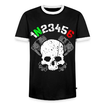 1N23456Tote Head Piston Cylinder - Men's Ringer Shirt - black/white - Front - AI Model Female 172 light (172cm) & AI Model Male 178 light (178cm)