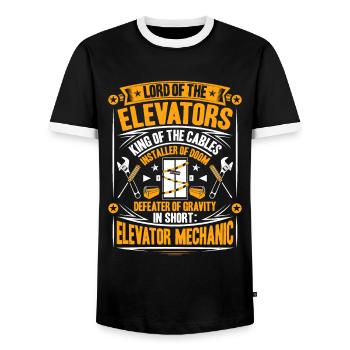 Installateur d’ascenseur Mécanicien d’ascenseur Mécanicien d’ascenseur - T-shirt contrasté Homme - noir/blanc - Devant - AI Model Female 172 light (172cm) & AI Model Male 178 light (178cm)