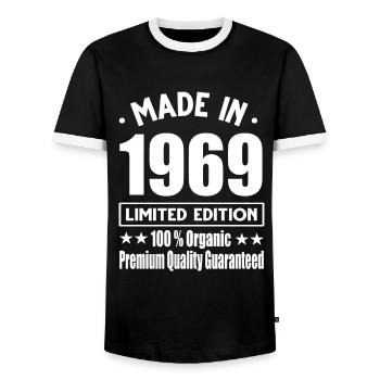 Fabriqué en 1969 Vintage Retro Limited Edition - T-shirt contrasté Homme - noir/blanc - Devant - AI Model Female 172 light (172cm) & AI Model Male 178 light (178cm)