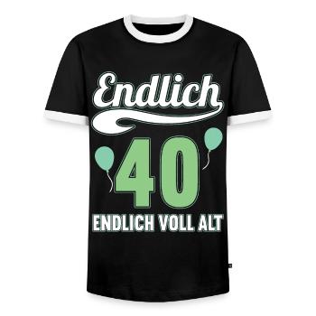 Endlich 40 Jahre endlich voll alt 40 Geburtstag - Männer Kontrast-T-Shirt - Schwarz/Weiß - Vorne - AI Model Female 172 light (172cm) & AI Model Male 178 light (178cm)