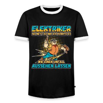 Elektriker - Sei nett zu mir - Elektroniker Lustig - Männer Kontrast-T-Shirt - Schwarz/Weiß - Vorne - AI Model Female 172 light (172cm) & AI Model Male 178 light (178cm)