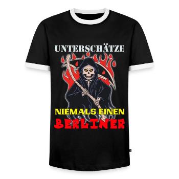 Berlin unterschätze keinen Berliner Skull - Männer Kontrast-T-Shirt - Schwarz/Weiß - Vorne - AI Model Female 172 light (172cm) & AI Model Male 178 light (178cm)