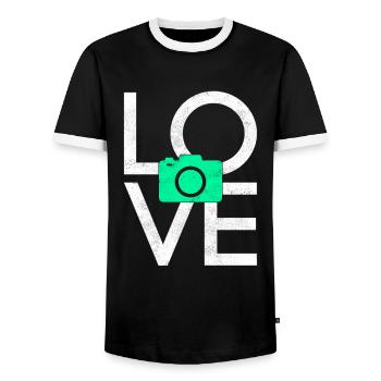 Photography - Men's Ringer Shirt - black/white - Front - AI Model Female 172 light (172cm) & AI Model Male 178 light (178cm)