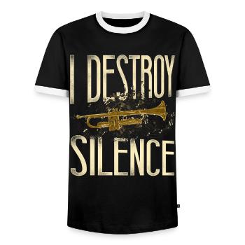 Trompettiste Vintage I Destroy - T-shirt contrasté Homme - noir/blanc - Devant - AI Model Female 172 light (172cm) & AI Model Male 178 light (178cm)