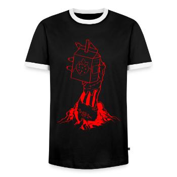 Zombiecore Ästhetische Erdbeermilch Skelett Hand - Männer Kontrast-T-Shirt - Schwarz/Weiß - Vorne - AI Model Female 172 light (172cm) & AI Model Male 178 light (178cm)