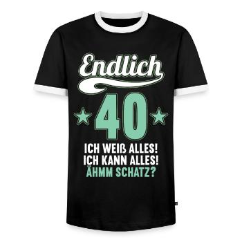 Endlich 40 weiß kann alles Äh Schatz 40 Geburtstag - Männer Kontrast-T-Shirt - Schwarz/Weiß - Vorne - AI Model Female 172 light (172cm) & AI Model Male 178 light (178cm)