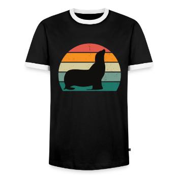 Sceau Sceau Sceau Natation Eared Seal Seal - T-shirt contrasté Homme - noir/blanc - Devant - AI Model Female 172 light (172cm) & AI Model Male 178 light (178cm)