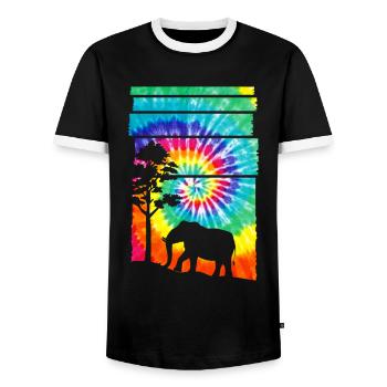 Afrika Safari Elefant - Männer Kontrast-T-Shirt - Schwarz/Weiß - Vorne - AI Model Female 172 light (172cm) & AI Model Male 178 light (178cm)