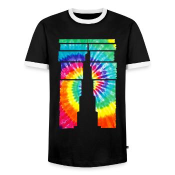 Dubai Souvenir Burj Khalifa - Männer Kontrast-T-Shirt - Schwarz/Weiß - Vorne - AI Model Female 172 light (172cm) & AI Model Male 178 light (178cm)