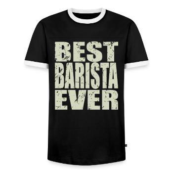 Meilleur barista jamais Barista Cadeau - T-shirt contrasté Homme - noir/blanc - Devant - AI Model Female 172 light (172cm) & AI Model Male 178 light (178cm)