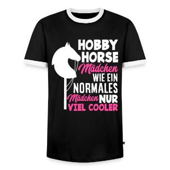 Hobby Horse Hobby Horsing Girls - Men's Ringer Shirt - black/white - Front - AI Model Female 172 light (172cm) & AI Model Male 178 light (178cm)
