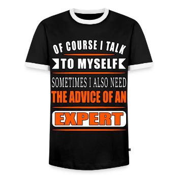 drôle de dicton Expert | Chemise colorée - T-shirt contrasté Homme - noir/blanc - Devant - AI Model Female 172 light (172cm) & AI Model Male 178 light (178cm)