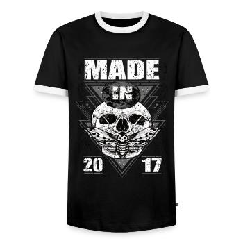 Made in 2017 Vintage Retro Limited Edition - Men's Ringer Shirt - black/white - Front - AI Model Female 172 light (172cm) & AI Model Male 178 light (178cm)