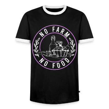 no farmer no food - Men's Ringer Shirt - black/white - Front - AI Model Female 172 light (172cm) & AI Model Male 178 light (178cm)
