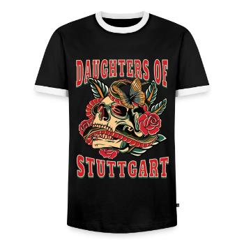 Stuttgart Power-Frau daughters of Stuttgart - Männer Kontrast-T-Shirt - Schwarz/Weiß - Vorne - AI Model Female 172 light (172cm) & AI Model Male 178 light (178cm)