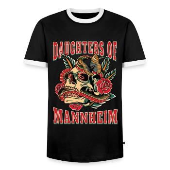 Mannheim Power-Frau daughters of Mannheim - Männer Kontrast-T-Shirt - Schwarz/Weiß - Vorne - AI Model Female 172 light (172cm) & AI Model Male 178 light (178cm)