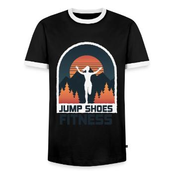 Jump Shoes Fitness Fitness Woman - Men's Ringer Shirt - black/white - Front - AI Model Female 172 light (172cm) & AI Model Male 178 light (178cm)