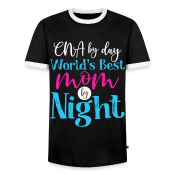 CNA de jour la meilleure mère du monde la nuit - T-shirt contrasté Homme - noir/blanc - Devant - AI Model Female 172 light (172cm) & AI Model Male 178 light (178cm)