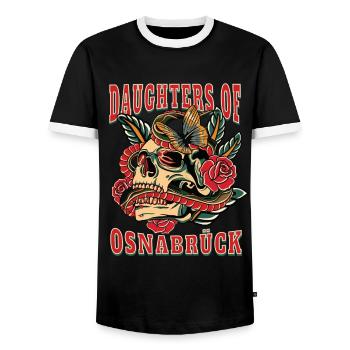 Osnabrück Power-Frau daughters of Osnabrück - Männer Kontrast-T-Shirt - Schwarz/Weiß - Vorne - AI Model Female 172 light (172cm) & AI Model Male 178 light (178cm)