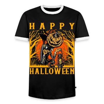Happy Halloween - Men's Ringer Shirt - black/white - Front - AI Model Female 172 light (172cm) & AI Model Male 178 light (178cm)