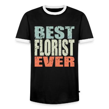 Best Florst ever Florist Gift - Men's Ringer Shirt - black/white - Front - AI Model Female 172 light (172cm) & AI Model Male 178 light (178cm)