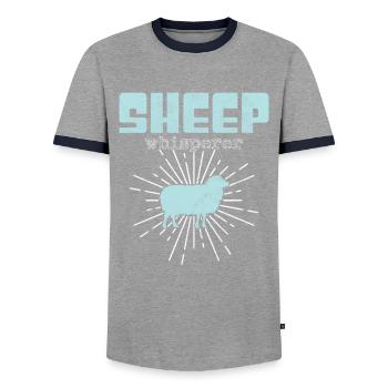 Sheep Whisperer - Men's Ringer Shirt - grey/navy  - Front - AI Model Female 172 light (172cm) & AI Model Male 178 light (178cm)
