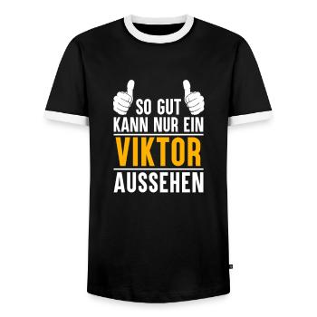 Viktor Vorname Name Geschenk - Männer Kontrast-T-Shirt - Schwarz/Weiß - Vorne - AI Model Female 172 light (172cm) & AI Model Male 178 light (178cm)