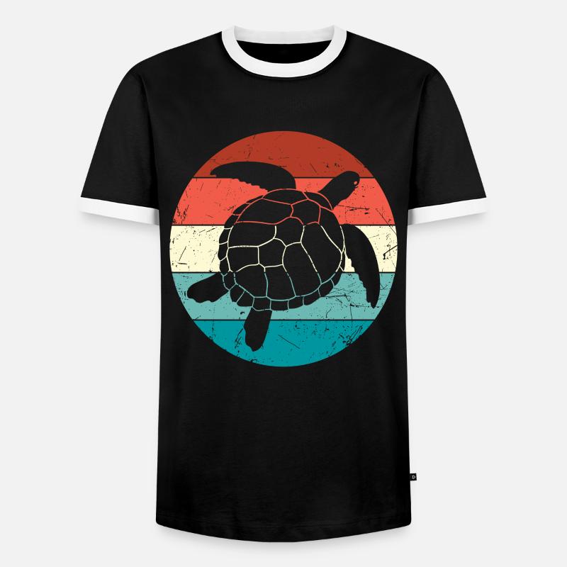 Retro Turtle - Men's Ringer Shirt - black/white