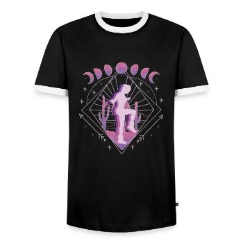 Vaporwave Weltall Rope Jumping - Männer Kontrast-T-Shirt - Schwarz/Weiß - Vorne - AI Model Female 172 light (172cm) & AI Model Male 178 light (178cm)