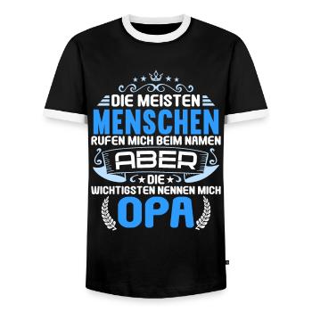 Die wichtigsten Menschen nennen mich Opa - Männer Kontrast-T-Shirt - Schwarz/Weiß - Vorne - AI Model Female 172 light (172cm) & AI Model Male 178 light (178cm)