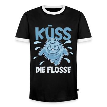Cold Nose Warm Heart Manatee mollige Seekuh - Männer Kontrast-T-Shirt - Schwarz/Weiß - Vorne - AI Model Female 172 light (172cm) & AI Model Male 178 light (178cm)