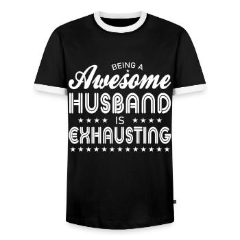 Être un grand mari est épuisant - T-shirt contrasté Homme - noir/blanc - Devant - AI Model Female 172 light (172cm) & AI Model Male 178 light (178cm)